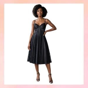 GUESS Black Lace Bustier Fit & Flare Mini Dress - Size 4 - Gothic Glam